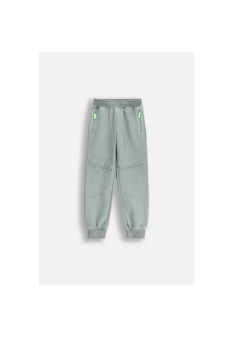 Pantaloni sport cu talie ajustabila si logo in relief