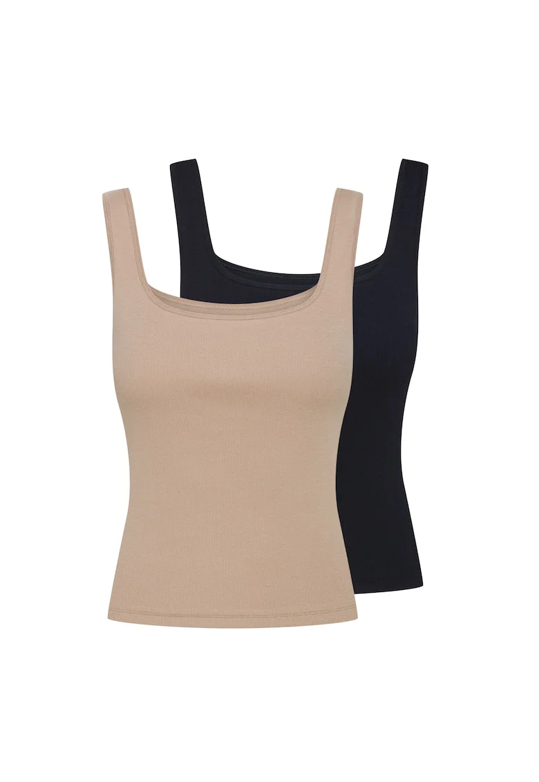 Set 2 maiouri pentru dama Herdenson, Bumbac, Negru/Bej