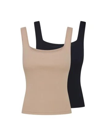 Set 2 maiouri pentru dama Herdenson, Bumbac, Negru/Bej