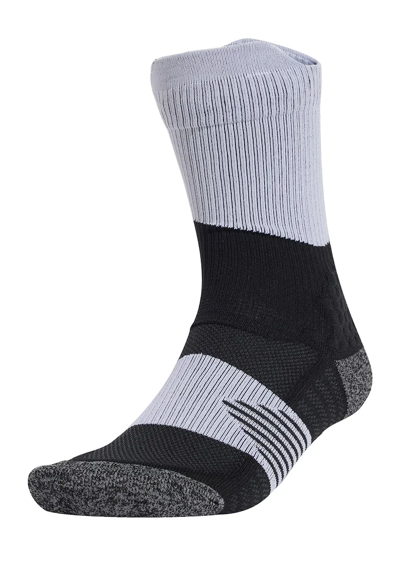 Sosete unisex cu logo pe partea din spate, pentru alergare, Negru/Gri deschis/Gri inchis