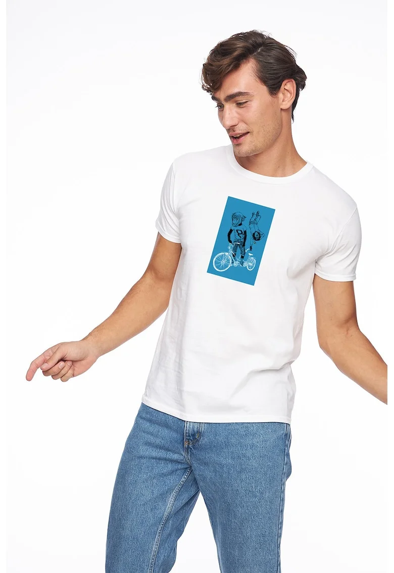 Tricou cu imprimeu cu maimute, Alb
