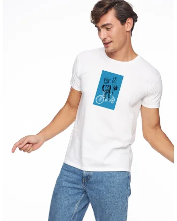Tricou cu imprimeu cu maimute, Alb