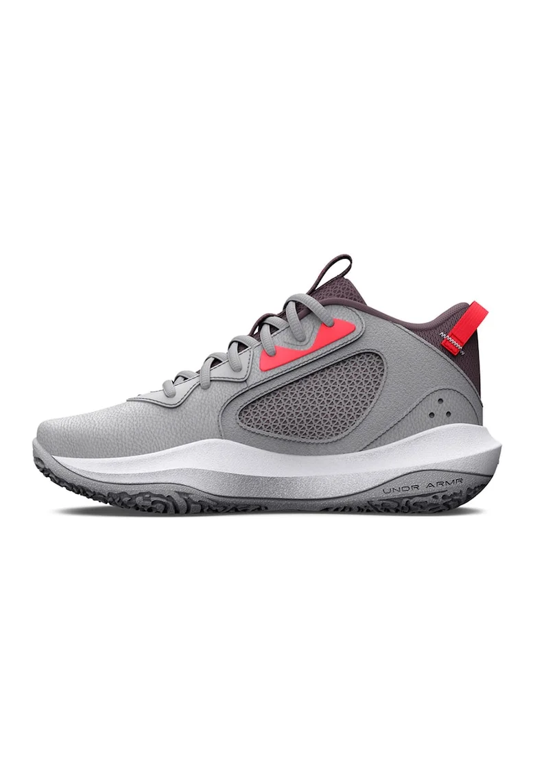 Pantofi de piele cu garnituri de plasa pentru baschet Lockdown 6, Gri deschis