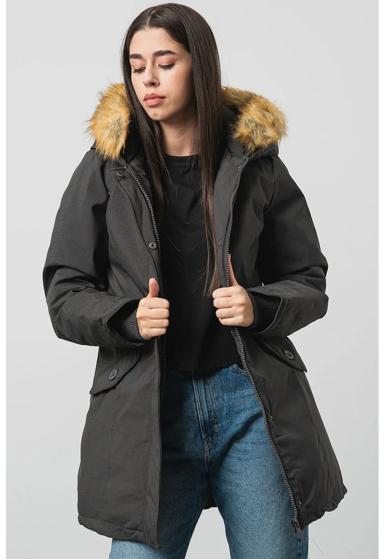 Jacheta parka cu logo Dinastiana, Negru stins