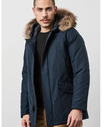Geaca parka cu blana sintetica Daytona, Bleumarin