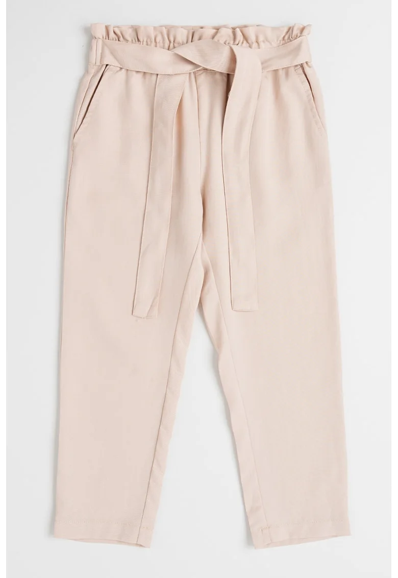 Pantaloni din lyocell cu banda elastica in talie pe partea din spate, Maro taupe deschis