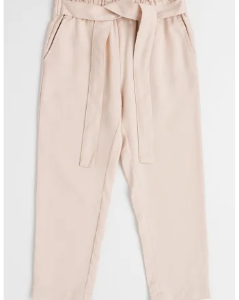 Pantaloni din lyocell cu banda elastica in talie pe partea din spate, Maro taupe deschis