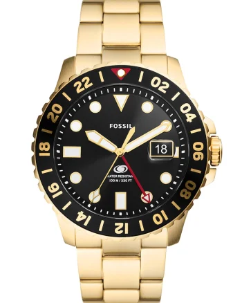 Ceas analog cu bratara metalica GMT, Auriu