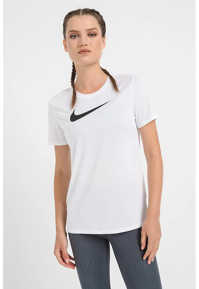 Tricou cu decolteu la baza gatului, pentru fitness, Negru/Alb optic