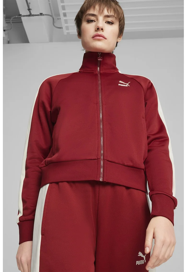 Jacheta sport cu logo Iconic, Rosu inchis/Crem