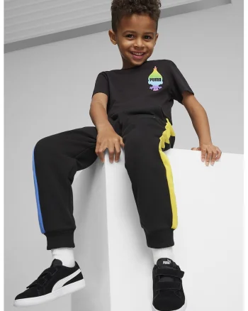 Pantaloni de trening cu accente colorblock, Negru