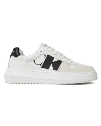 Pantofi sport  pentru Femei, chunky cupsole laceup mix lth wn, YW0YW01046-YBR, Alb, Alb
