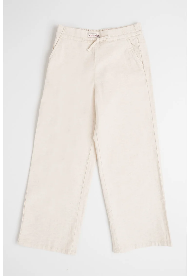 Pantaloni drepti din amestec de in, Bej