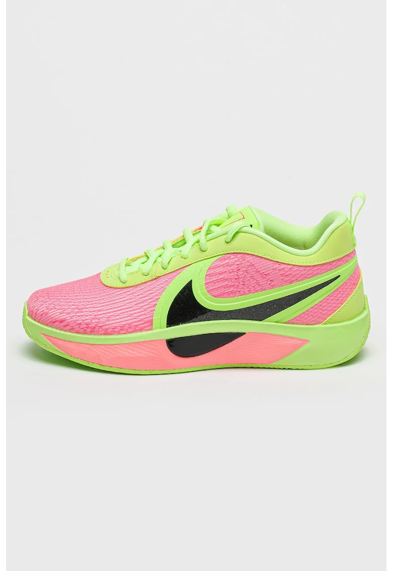 Pantofi cu logo supradimensionat, pentru baschet Giannis Freak 6, Roz/Verde lime