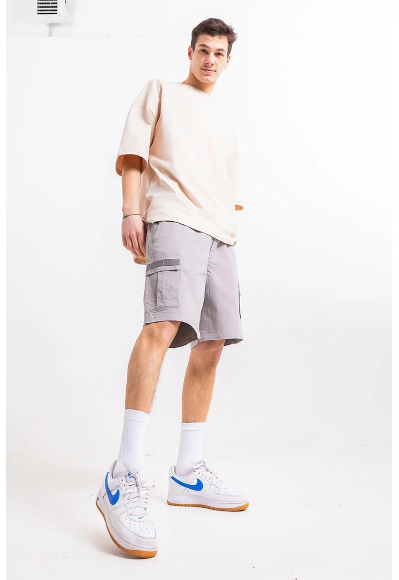 Pantaloni scurti unisex cu buzunare multiple, Gri deschis