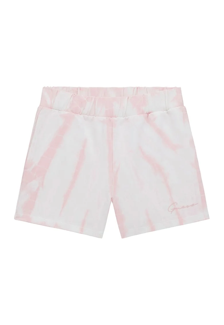 Pantaloni scurti cu imprimeu tie-dye, Alb/Roz deschis