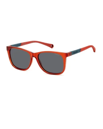 Ochelari de soare wayfarer cu lentile polarizate, Portocaliu mandarina/Albastru petrol