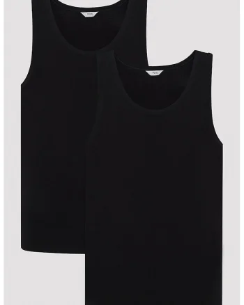 Set de top-uri din amestec de bumbac - 2 Piese, Negru
