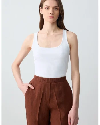 Top slim fit uni, Alb optic