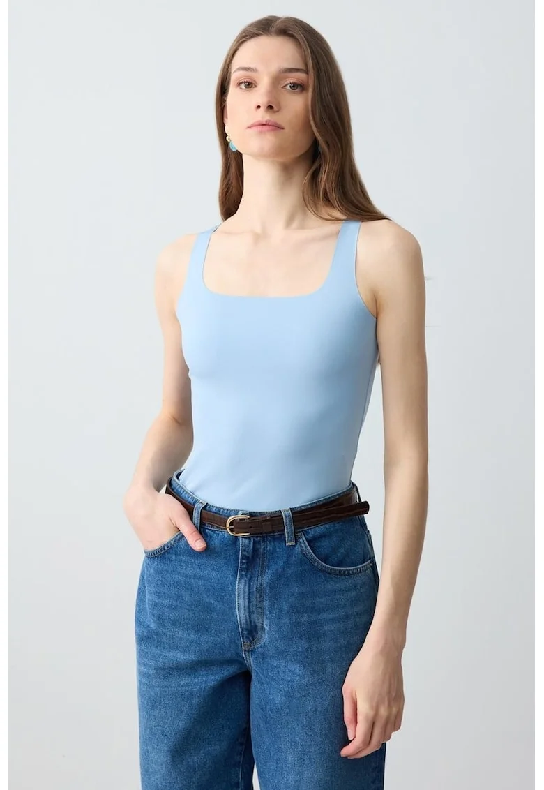 Top uni cambrat, Albastru pastel