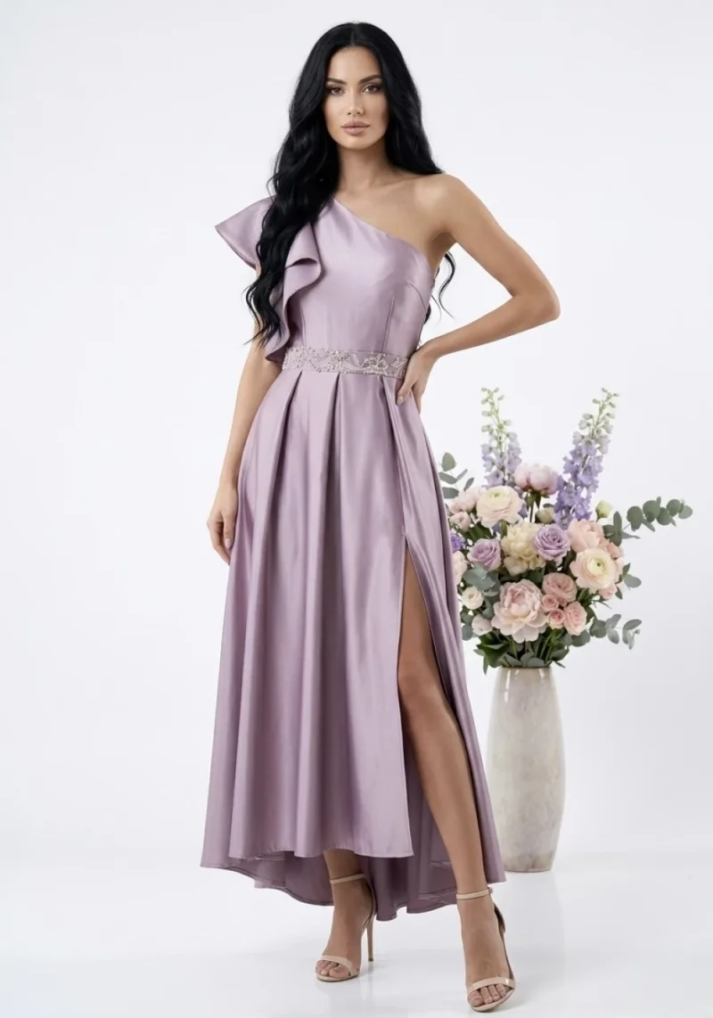Rochie de ocazie asimetrica de culoare lila