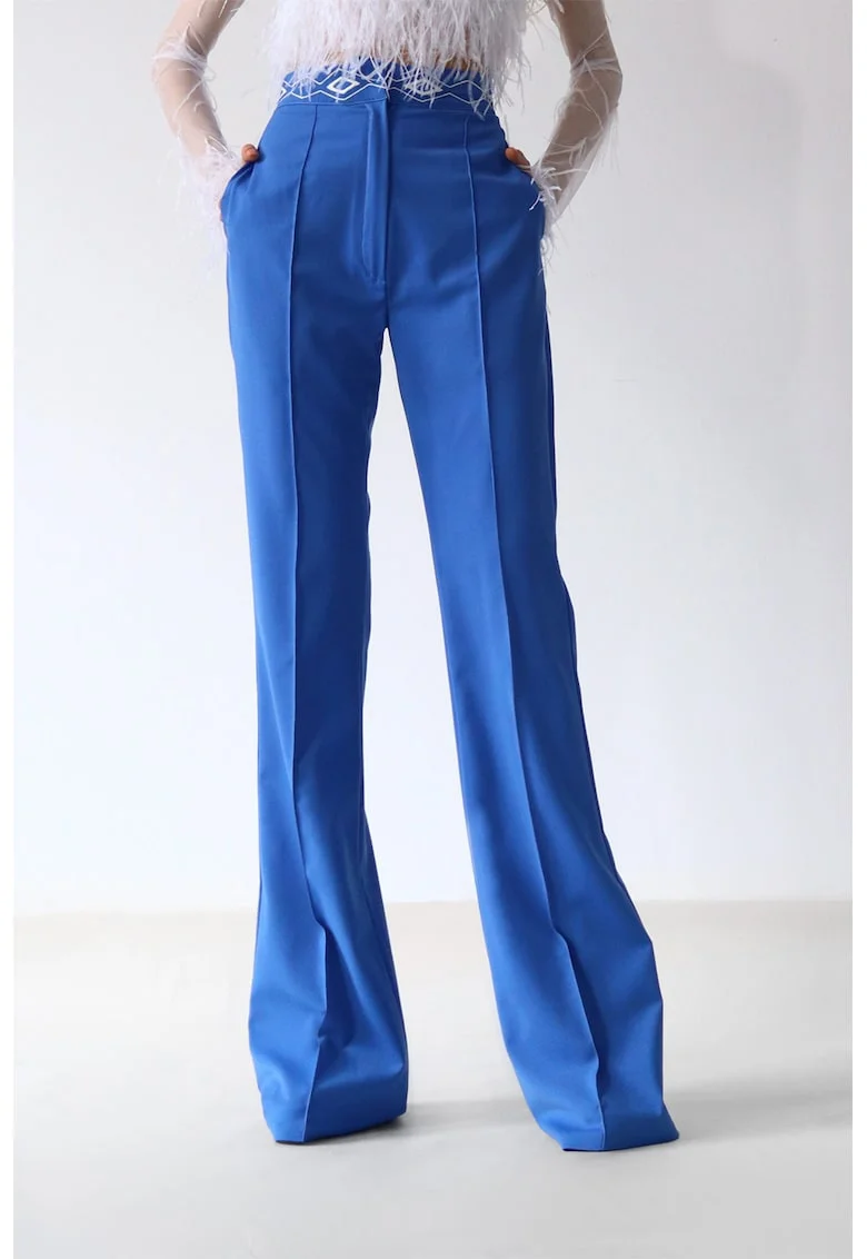 Pantaloni cu talie inalta, Albastru royal