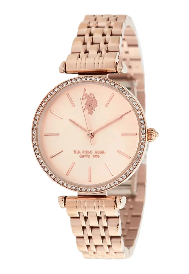 Ceas cu coroana cu zirconia, Auriu rose