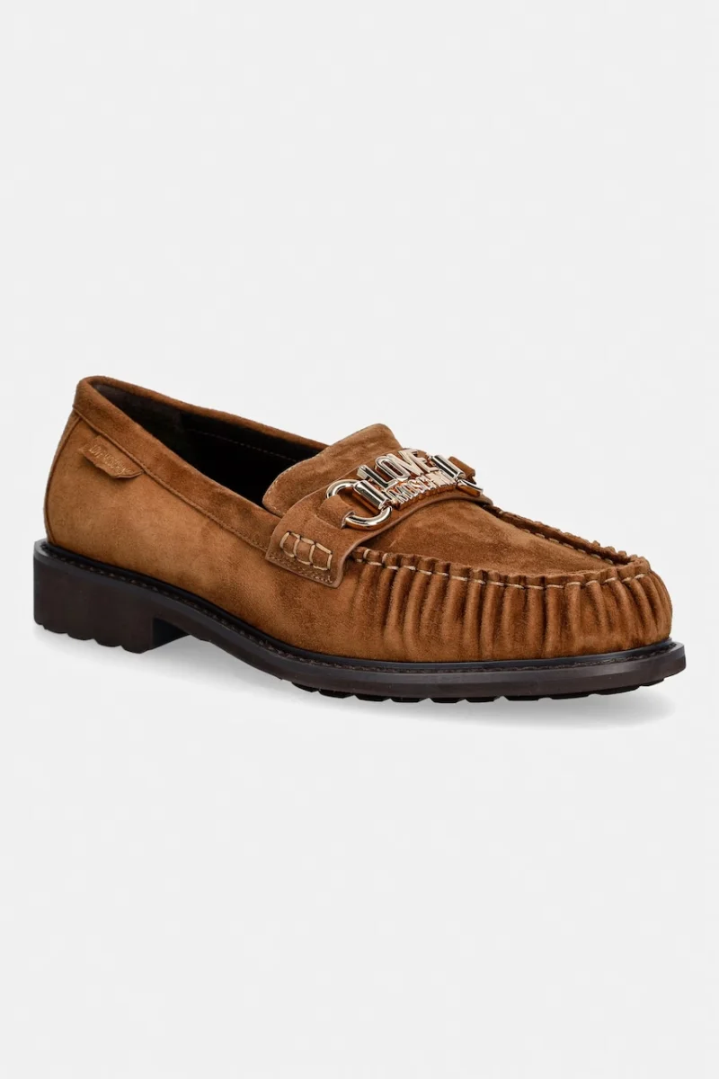 Love Moschino mocasini pentru femei din piele întoarsă