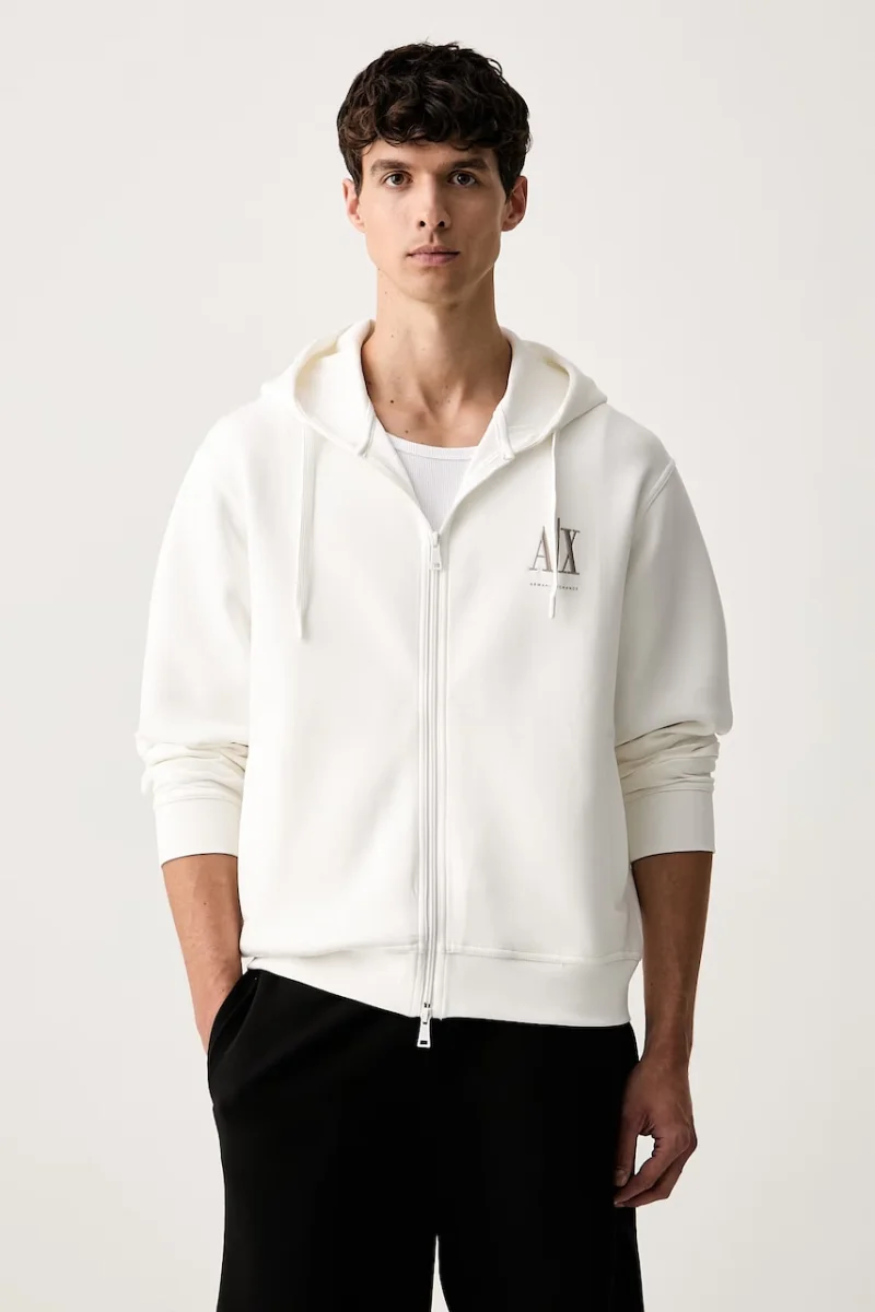 Armani Exchange hanorac cu fermoar și glugă pentru bărbați cu bumbac