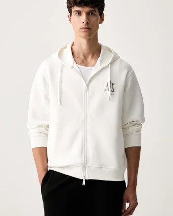 Armani Exchange hanorac cu fermoar și glugă pentru bărbați cu bumbac