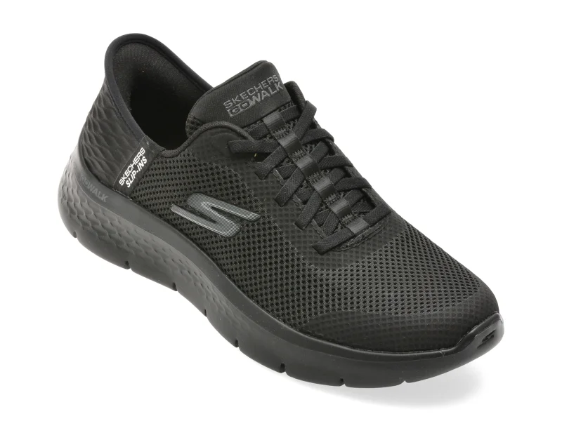 Pantofi sport SKECHERS negri, GO WALK FLEX, din material textil