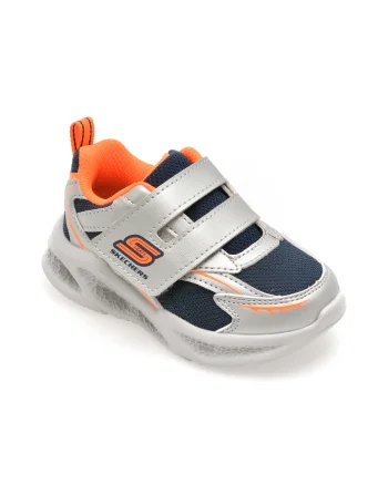 Pantofi sport SKECHERS argintii, METEOR-LIGHTS, din material textil
