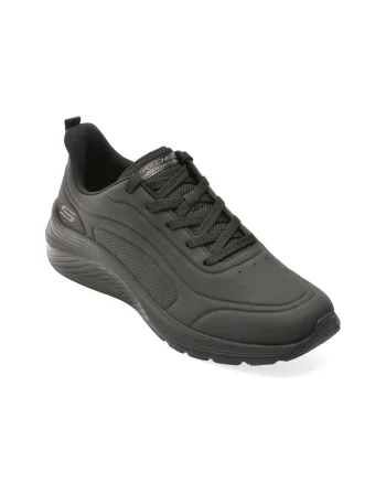 Pantofi sport SKECHERS negri, BOBS SQUAD WAVES, din piele ecologica