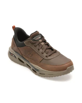 Pantofi sport SKECHERS maro, ARCH FIT ORVAN, din piele naturala
