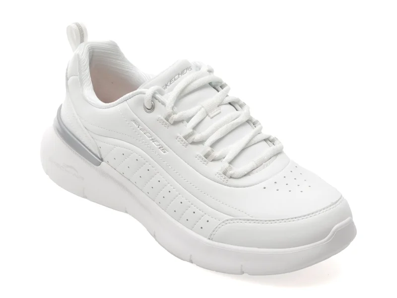 Pantofi sport SKECHERS albi, SKECH-AIR DYNAMIGHT 2.0, din piele ecologica