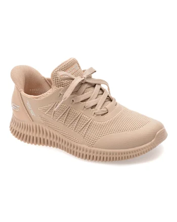 Pantofi sport SKECHERS nude, BOBS GEO LITE, din material textil