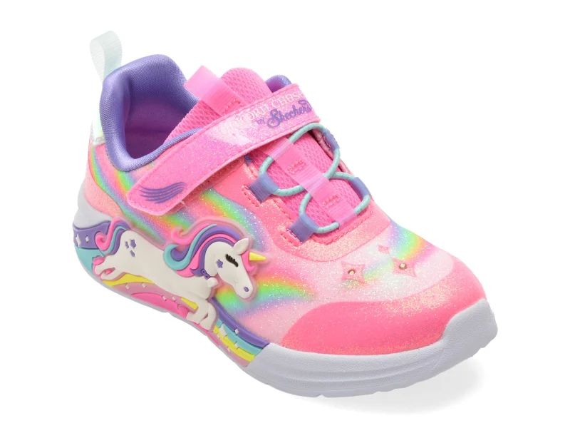 Pantofi sport SKECHERS roz, UNICORN CHASER, din material textil