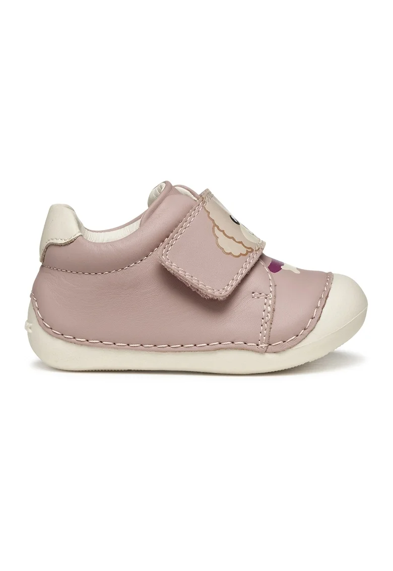 Pantofi sport Tutim din piele cu inchidere velcro, Bej/Roz prafuit
