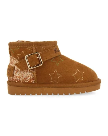 Cizme low-cut de piele intoarsa fara inchidere Matrei, Caramel