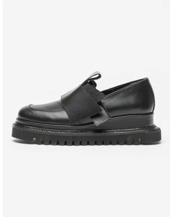 Pantofi loafer wedge de piele, Negru