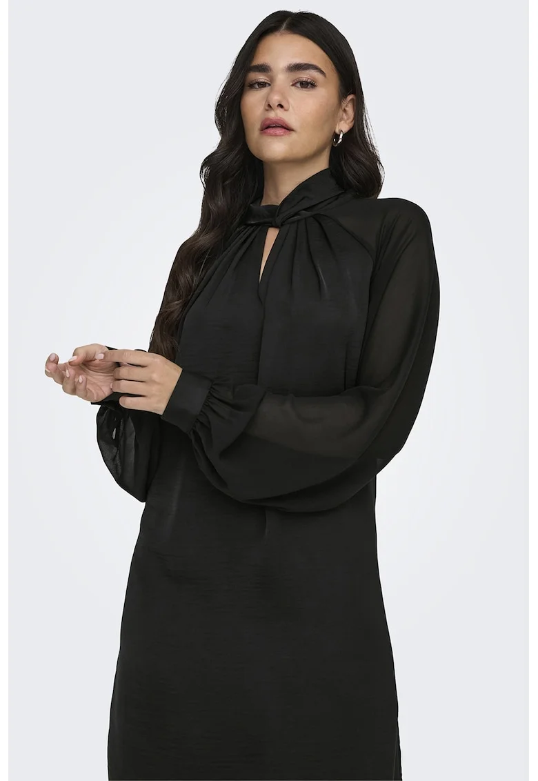 Rochie mini cu maneci transparente, Negru