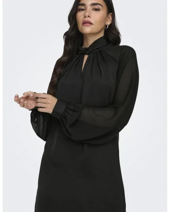 Rochie mini cu maneci transparente, Negru