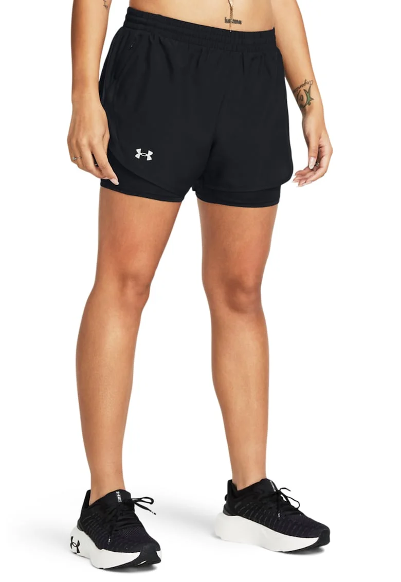 Pantaloni scurti pentru alergare 2 in 1 Fly-By, Negru