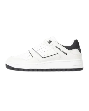 Pantofi sport de piele si piele ecologica, Negru/Alb murdar
