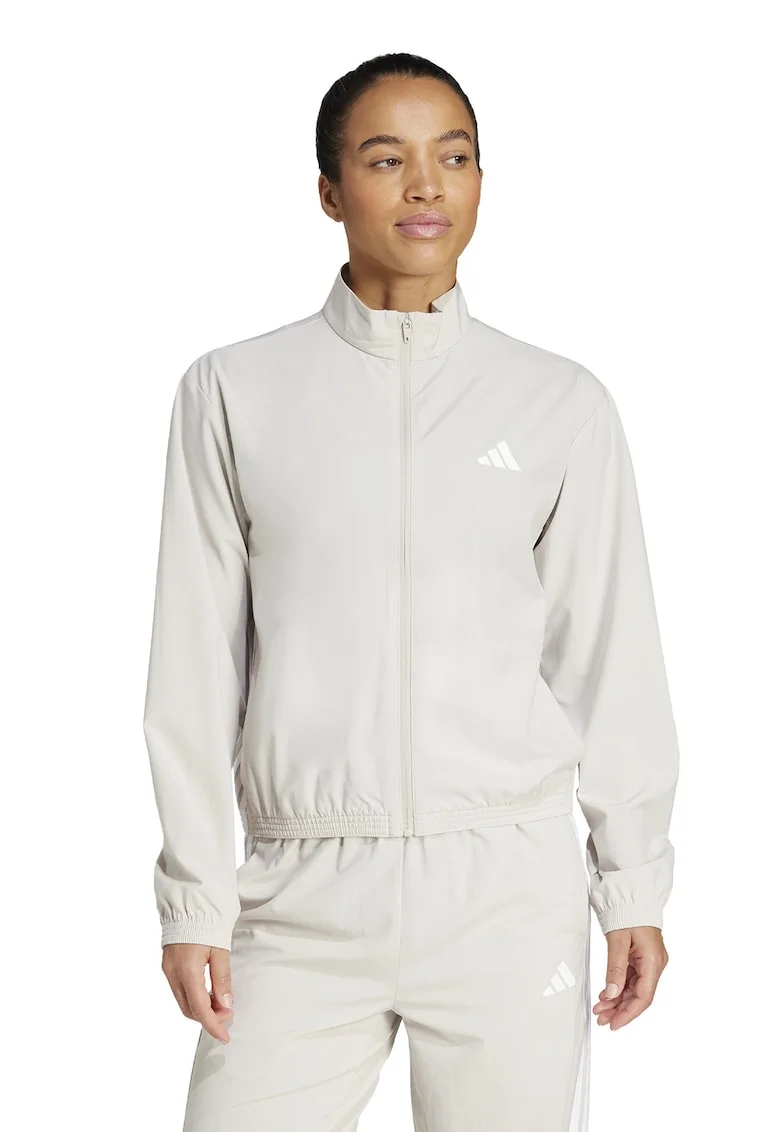 Bluza de trening cu fermoar, pentru fitness, Alb/Alb murdar