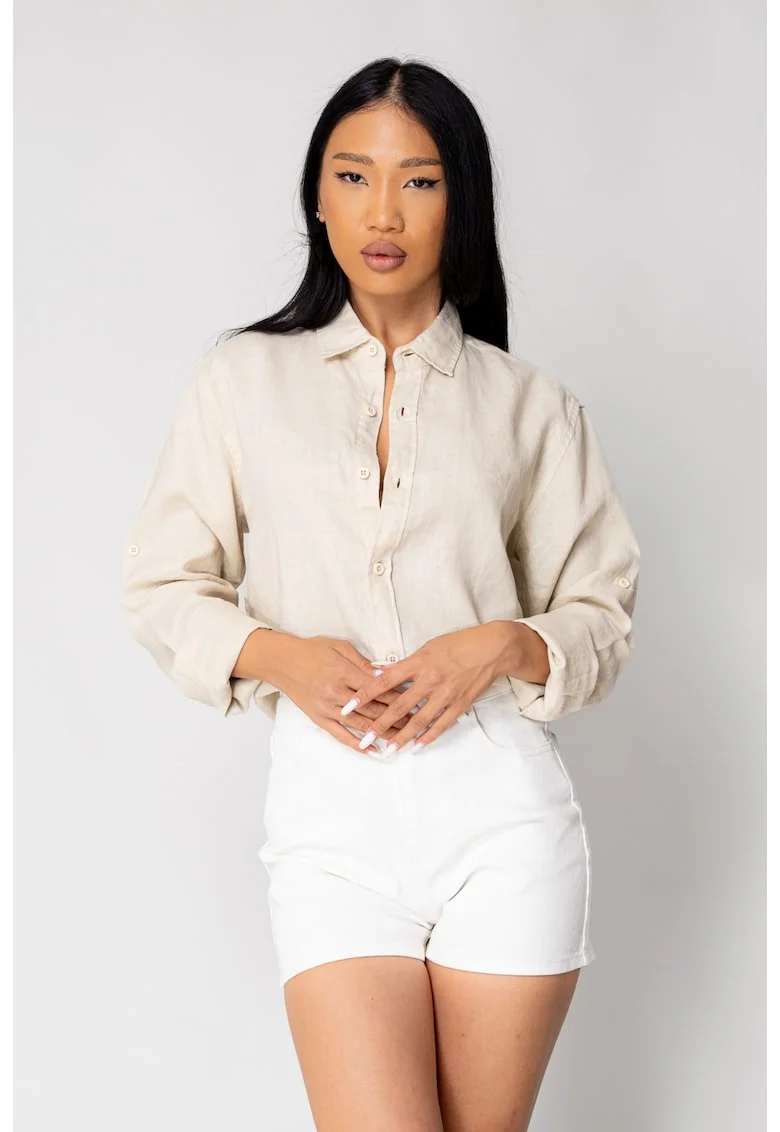 Camasa Boyfriend dIn 100% In Light Beige 17810, Bej deschis