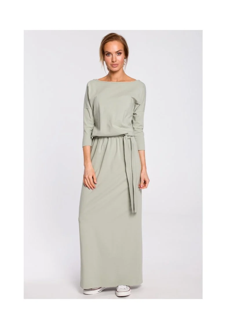 Rochie de dama, Cu cordon, Bumbac, Elastan, Verde fistic1`2, Fistic