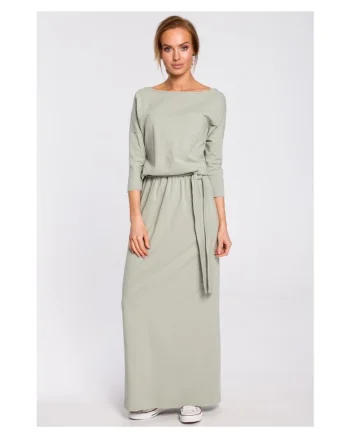 Rochie de dama, Cu cordon, Bumbac, Elastan, Verde fistic1`2, Fistic