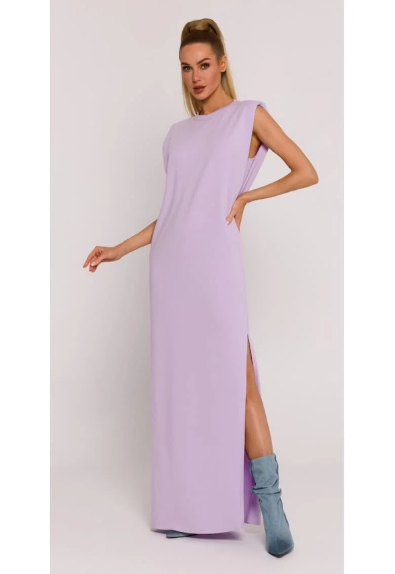 Rochie dama, maxi cu umeri, Poliester, Violet