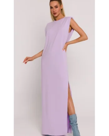 Rochie dama, maxi cu umeri, Poliester, Violet